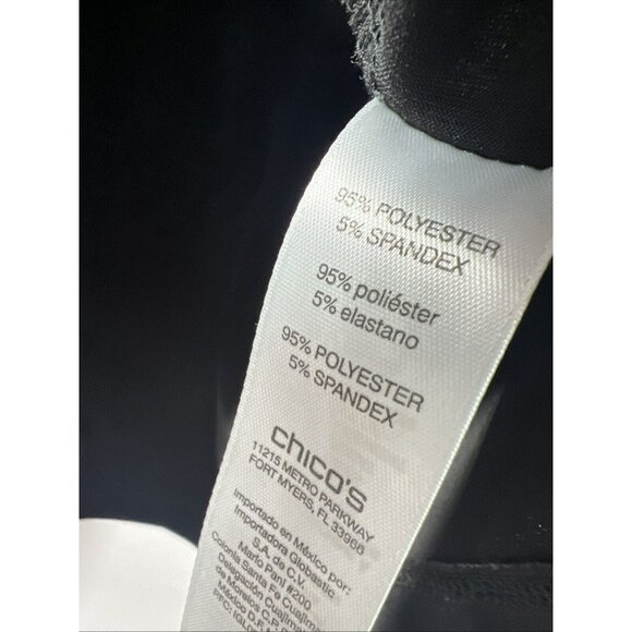 Chicos Women's Top Size 2 Large Solid Black Bell 3/4 Split Sleeves Stretch - Picture 6 of 9